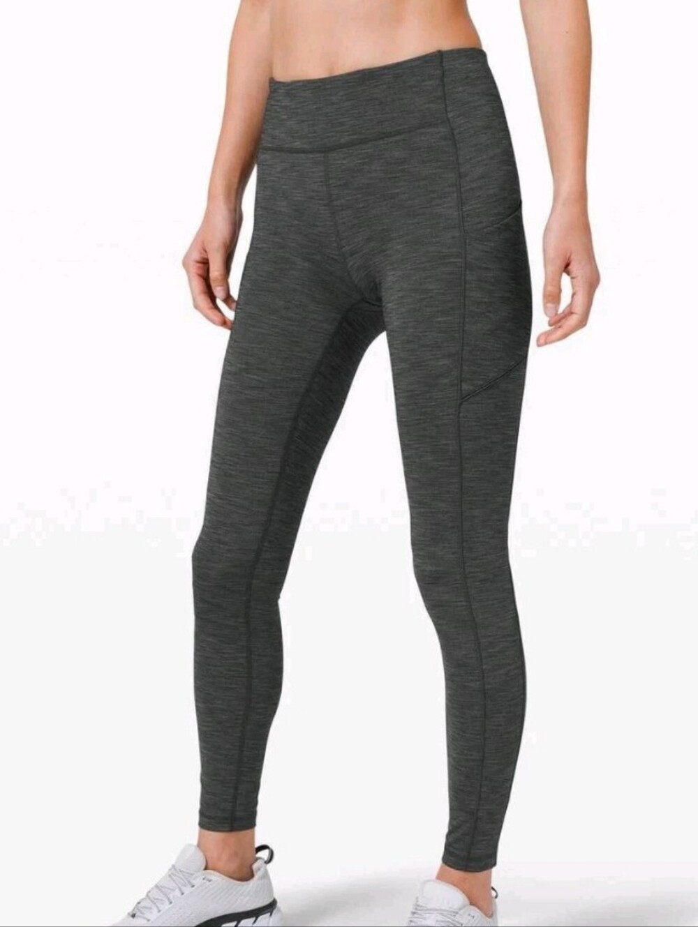 Lululemon Speed Up Mid Rise Tights Heathered Black Full On Luxtreme